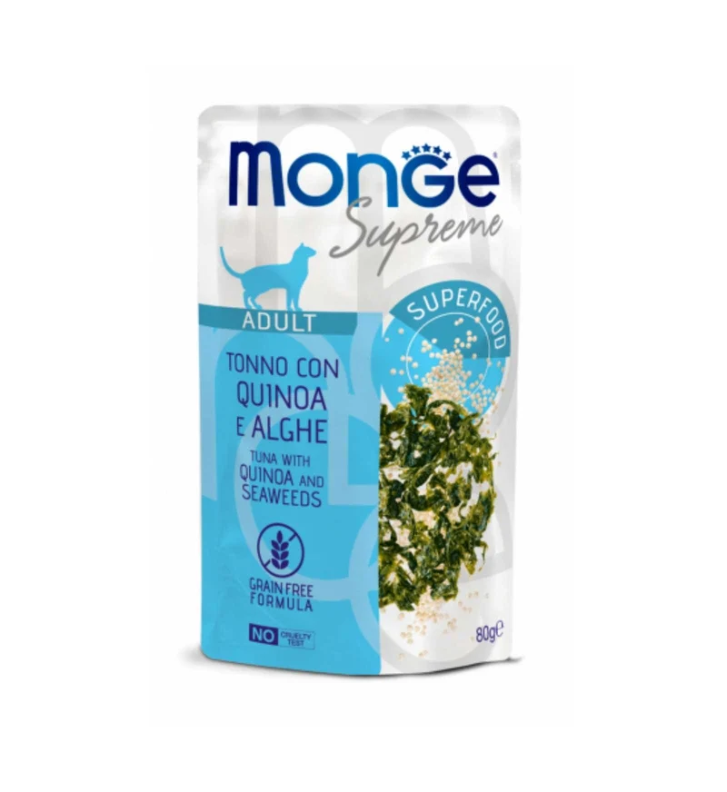MONGE GATTO SUPREME ADULT TONNO CON QUINOA E ALGHE DA 80 GR IN BUSTA