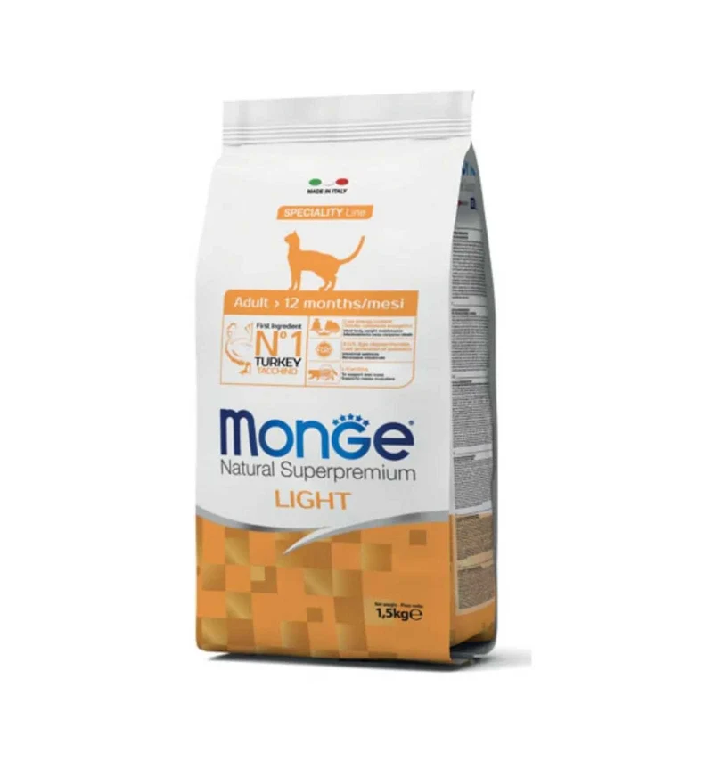 MONGE SUPERPREMIUM GATTO ADULT LIGHT AL TACCHINO DA 1,5 KG