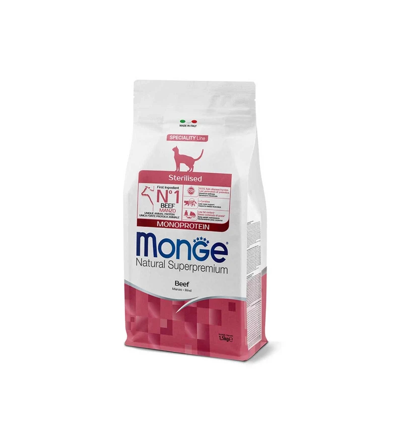 MONGE SUPERPREMIUM GATTO ADULT STERILIZZATO AL MANZO DA 1,5 KG