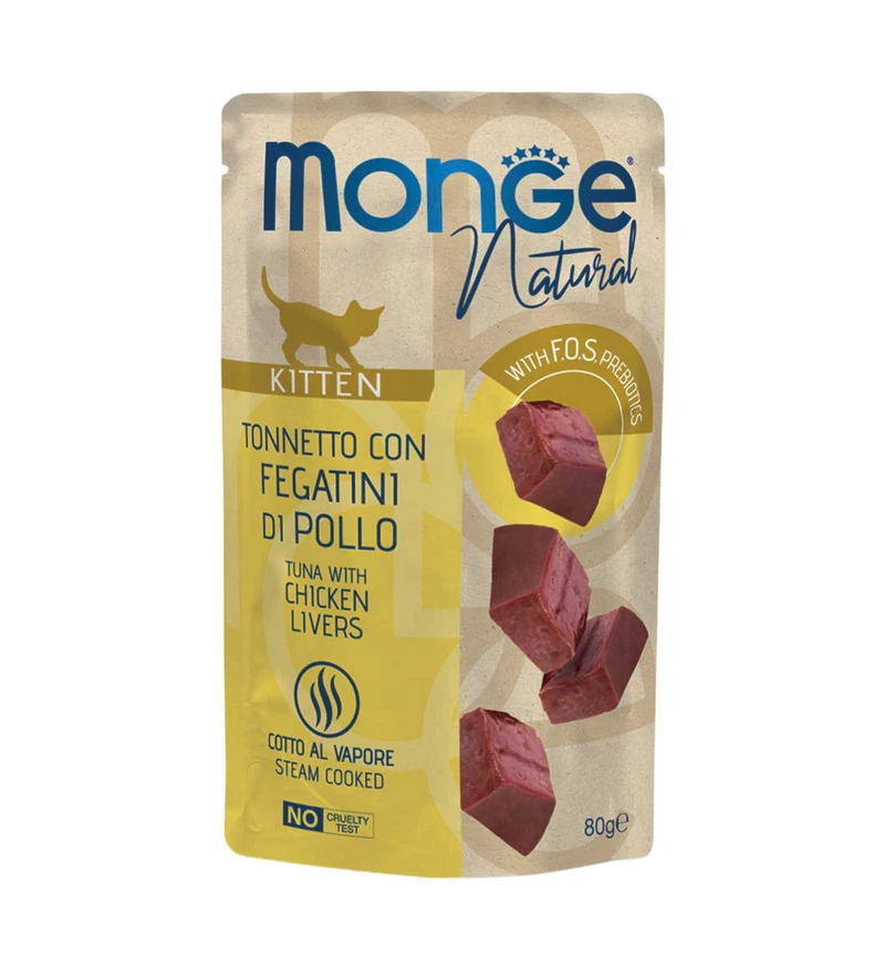 MONGE GATTO NATURAL TONNO CON FEGATINI DI POLLO 80 GR IN BUSTA