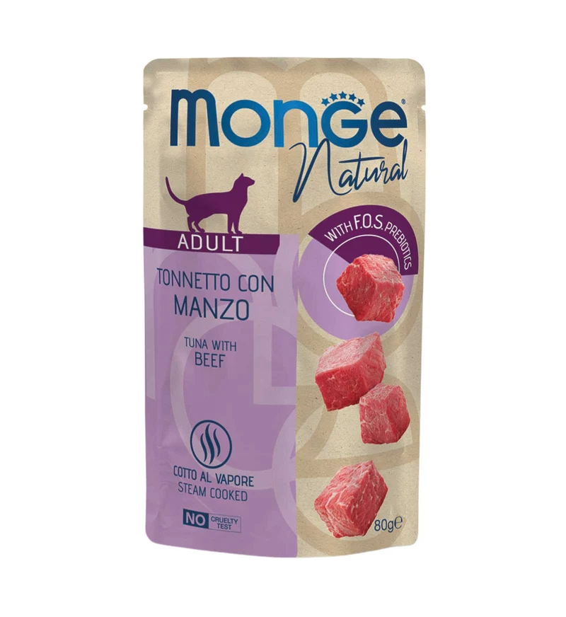 MONGE GATTO NATURAL TONNO CON MANZO DA 80 GR IN BUSTA