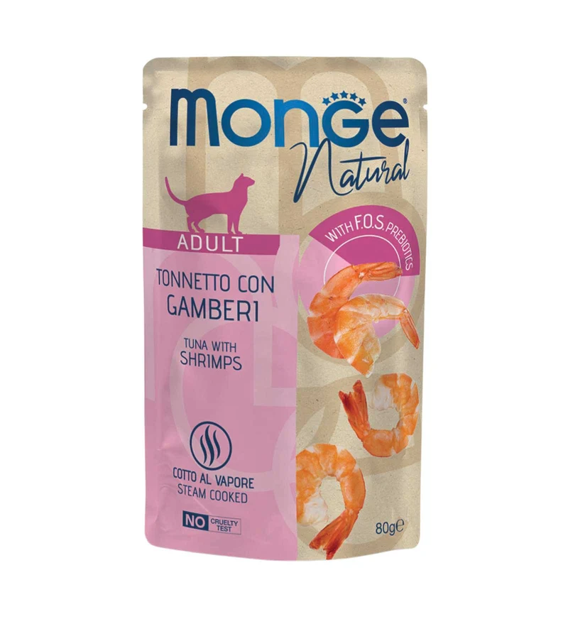 MONGE GATTO NATURAL TONNO CON GAMBERI DA 80 GR IN BUSTA