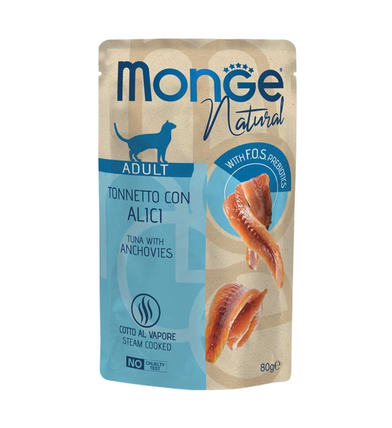 MONGE GATTO NATURAL TONNO CON ALICI DA 80 GR IN BUSTA