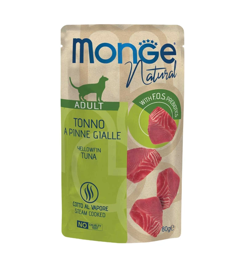 MONGE GATTO NATURAL TONNO A PINNE GIALLE DA 80 GR IN BUSTA