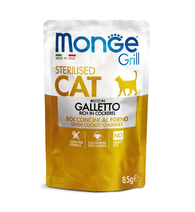 MONGE GATTO GRILL STERILIZZATO AL GALLETTO DA 85 GR IN BUSTA
