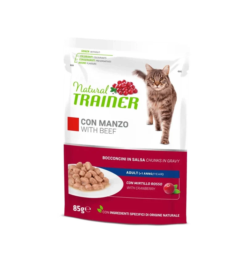 TRAINER GATTO NATURAL ADULT CON MANZO BOCCONCINI IN SALSA 4 BUSTE DA 85 GR