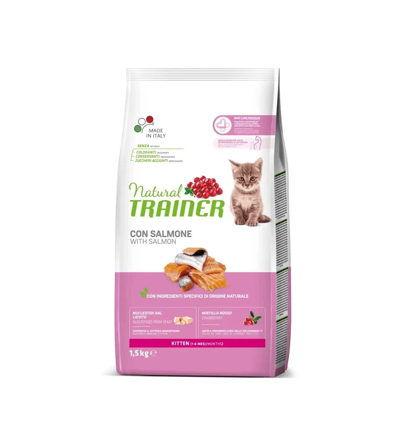 TRAINER GATTO NATURAL KITTEN YOUNG AL SALMONE DA 1,5 KG