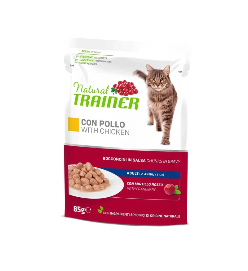 TRAINER GATTO NATURAL ADULT POLLO FRESCO BOCCONCINI IN SALSA DA 85 GR IN BUSTA