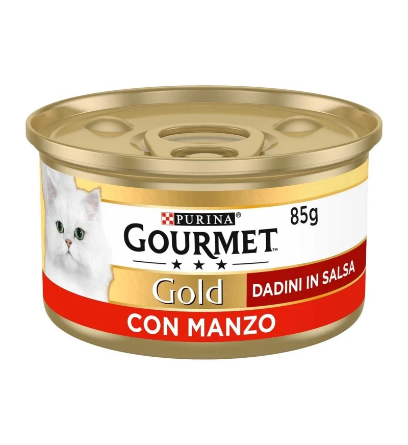 PURINA GOURMET GOLD GATTO DADINI AL MANZO DA 85 GR IN LATTINA