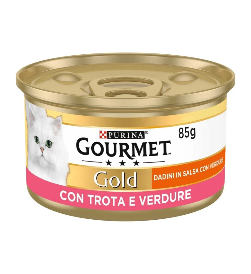PURINA GOURMET GOLD GATTO DADINI ALLA TROTA E VERDURE DA 85 GR IN LATTINA