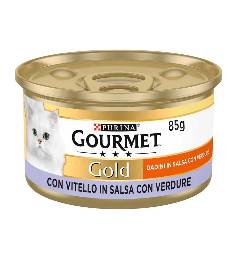 PURINA GOURMET GOLD GATTO DADINI AL VITELLO E VERDURE DA 85 GR IN LATTINA