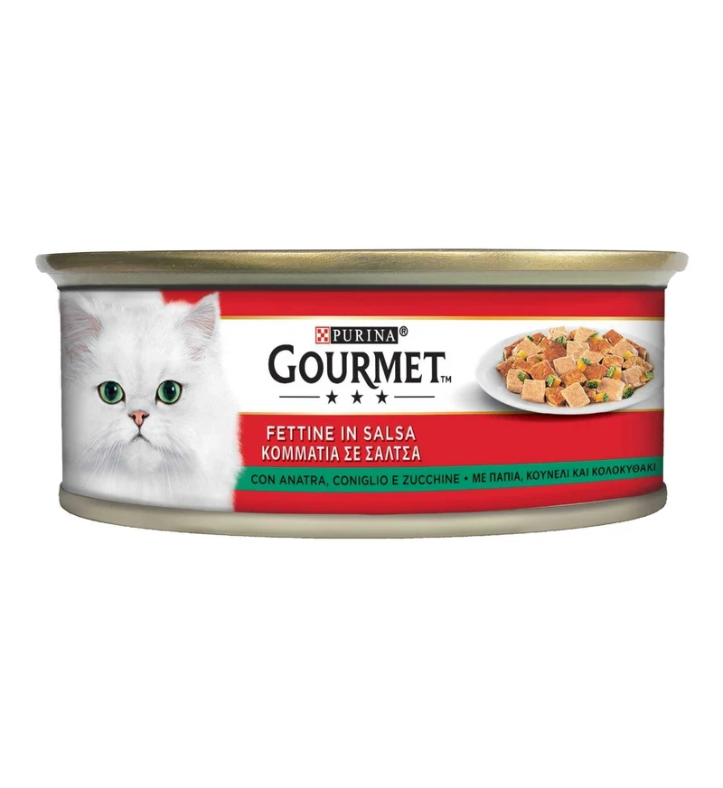 PURINA GOURMET GATTO ALL' ANATRA CONIGLIO E ZUCCHINE DA 195 GR IN LATTINA