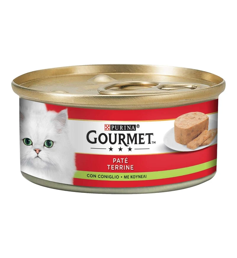 PURINA GOURMET GATTO PATE' CON PEZZETTI DI CONIGLIO DA 195 GR IN LATTINA