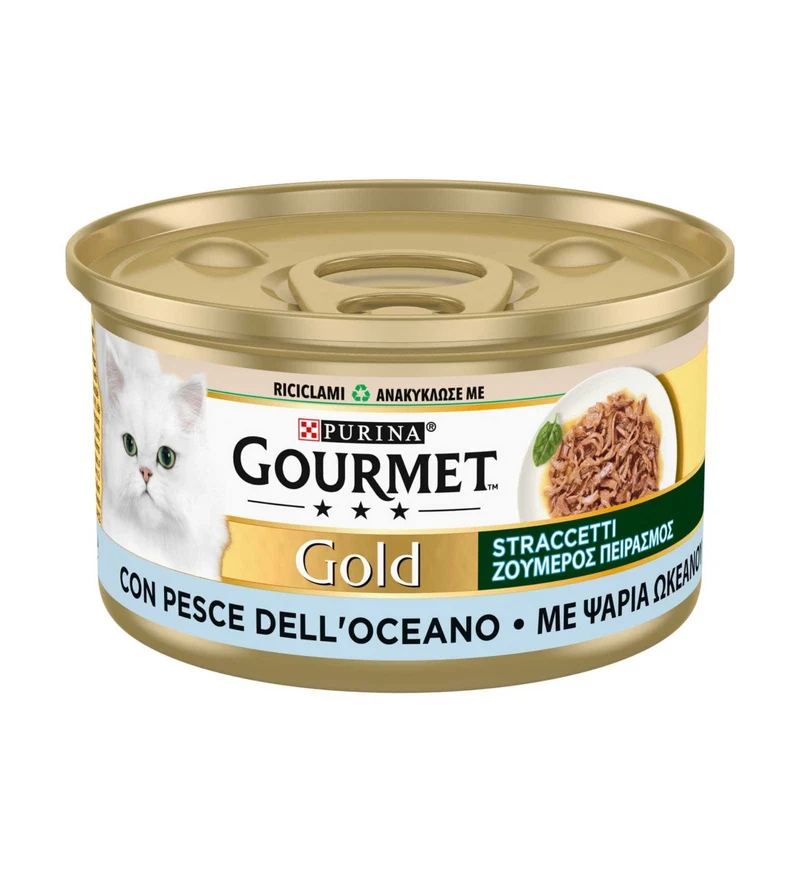 PURINA GOURMET GOLD GATTO STRACCETTI CON PESCE DELL' OCEANO DA 85 GR IN LATTINA