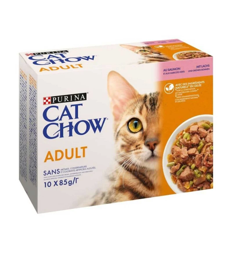 PURINA CHOW GATTO ADULT SALMONE E FAGIOLINI 10 BUSTE DA 85 GR