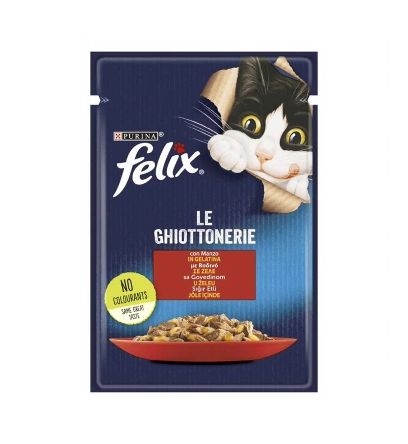 PURINA FELIX LE GHIOTTONERIE GATTO IN GELATINA AL MANZO DA 85 GR IN BUSTA