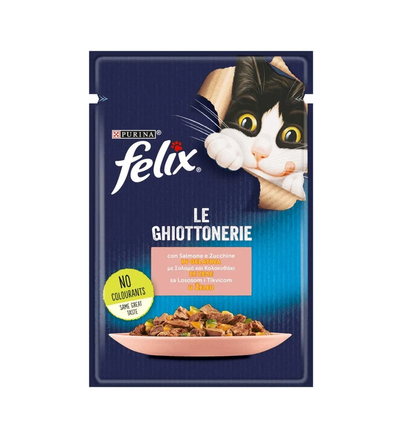 PURINA FELIX LE GHIOTTONERIE GATTO IN GELATINA AL SALMONE E ZUCCHINE DA 85 GR IN BUSTA