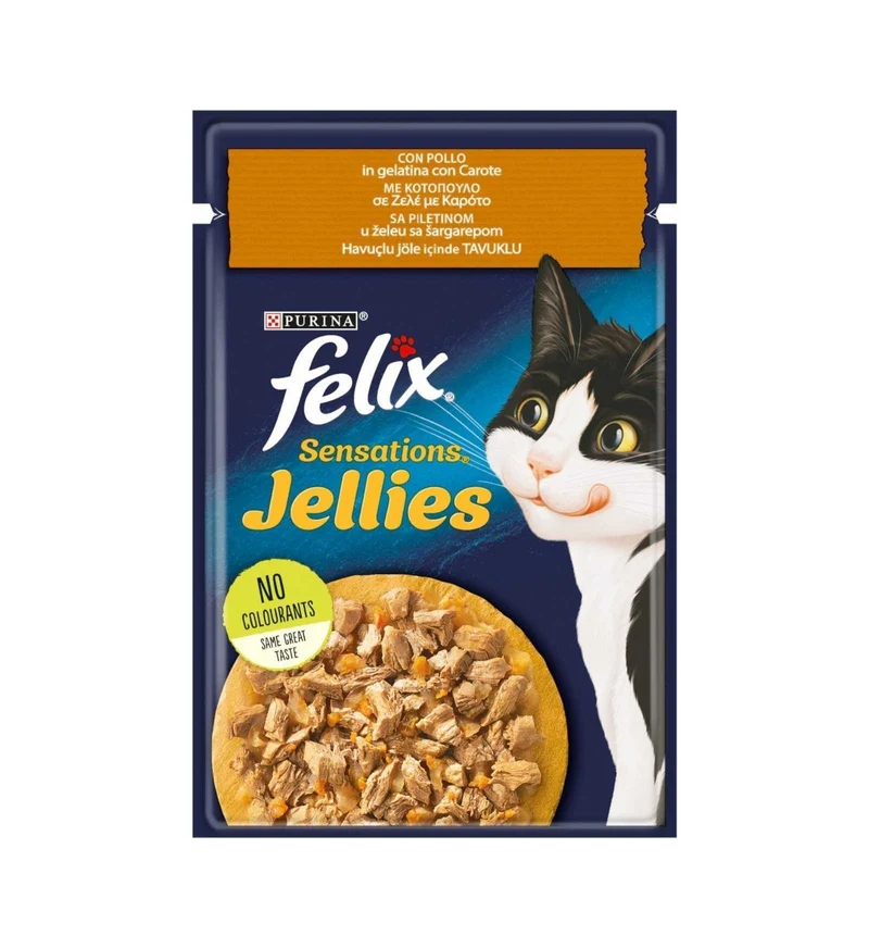 PURINA FELIX SENSATIONS GATTO IN GELATINA AL POLLO E CAROTE DA 85 GR IN BUSTA