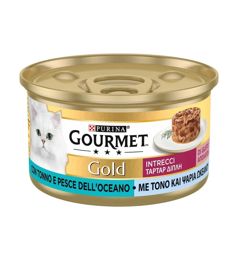 PURINA GOURMET GOLD GATTO INTRECCI CON TONNO E PESCE DELL'OCEANO DA 85 GR IN LATTINA