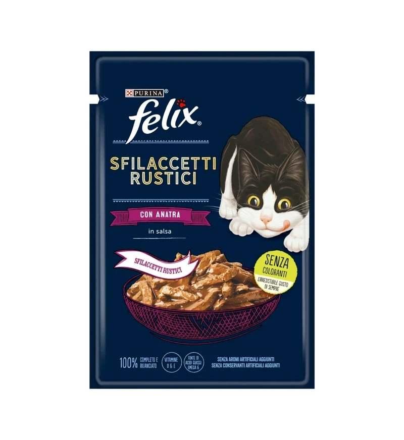 PURINA GATTO FELIX SFILACCETTI RUSTICI IN SALSA CON ANATRA DA 80 GR IN BUSTINA