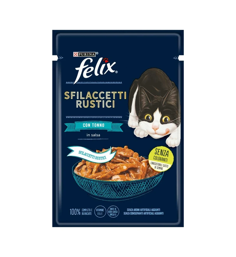 PURINA GATTO FELIX SFILACCETTI RUSTICI IN SALSA CON TONNO DA 80 GR IN BUSTINA