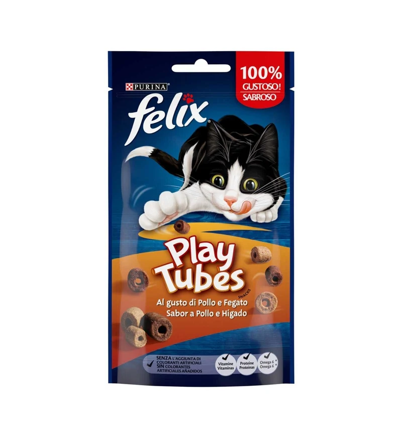 PURINA SNACK GATTO FELIX PLAY TUBES AL GUSTO DI POLLO E FAGATO DA 50 GR