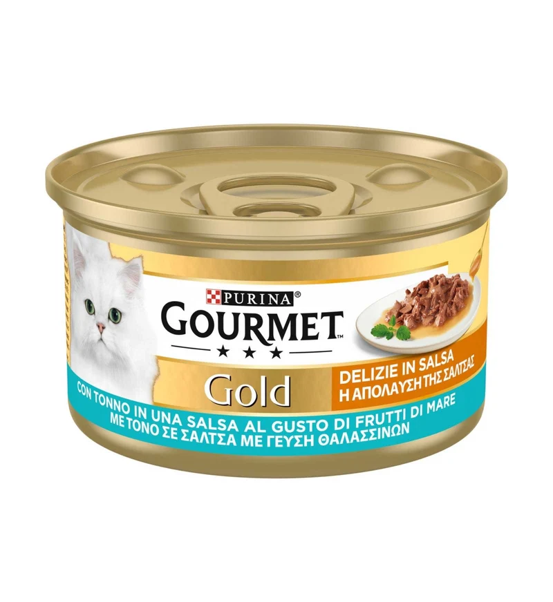 PURINA GOURMET GOLD GATTO DELIZIE IN SALSA CON TONNO IN SALSA AL GUSTO DI FRUTTI DI MARE DA 85 G