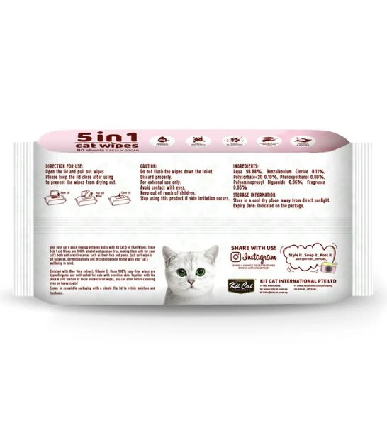 Kit Cat 5in1 Coconut Scented Cat Wipes 80pcs