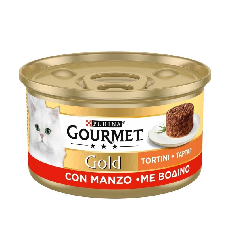 PURINA GOURMET GOLD GATTO TORTINI AL MANZO DA 85 GR IN LATTINA