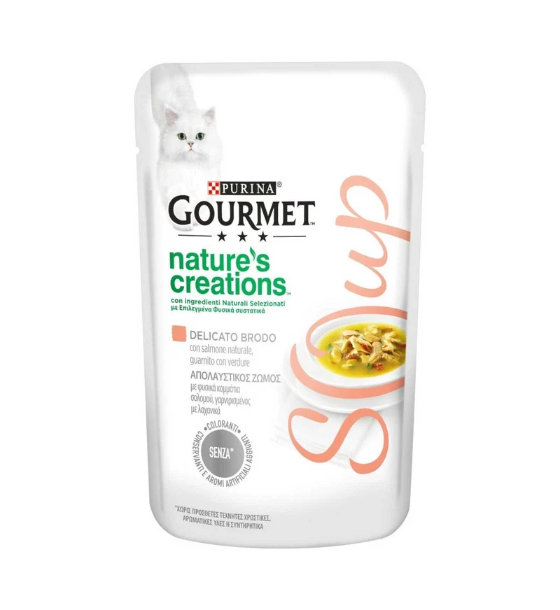 PURINA GOURMET NATURE'S CREATIONS SOUP GATTO AL SALMONE E VERDURE DA 40 GR IN BUSTA