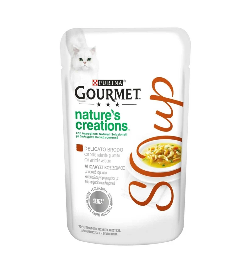 PURINA GOURMET NATURE'S CREATIONS SOUP GATTO AL POLLO PESCE E VERDURE DA 40 GR IN BUSTA