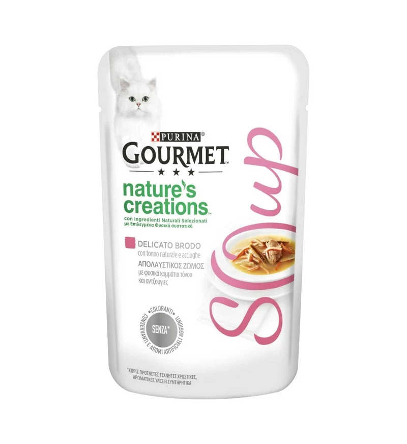 PURINA GOURMET NATURE'S CREATIONS SOUP GATTO AL TONNO E ACCIUGHE DA 40 GR IN BUSTA