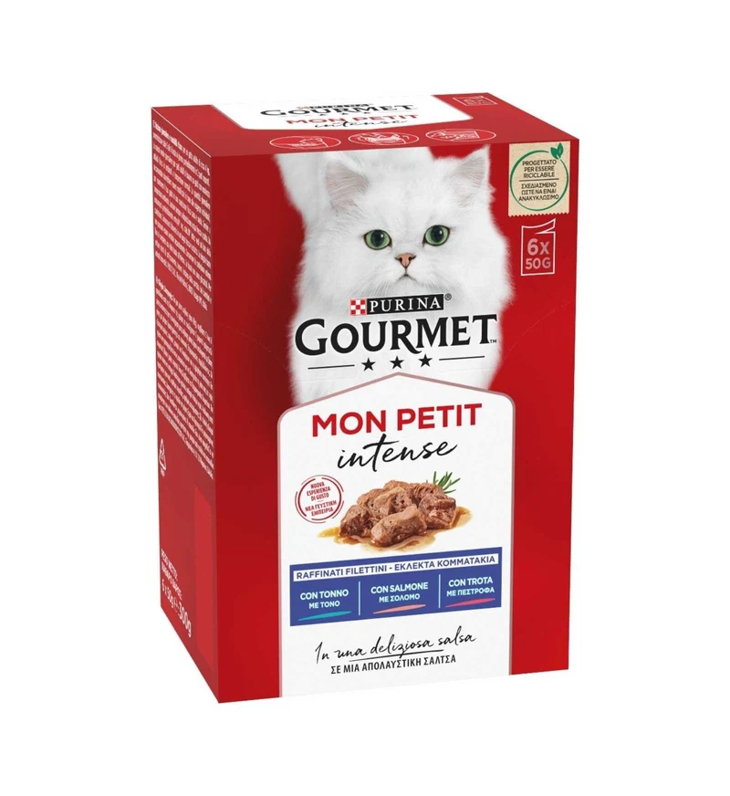 PURINA GOURMET MON PETIT GATTO AL TONNO SALMONE E TROTA 6 BUSTE DA 50 GR