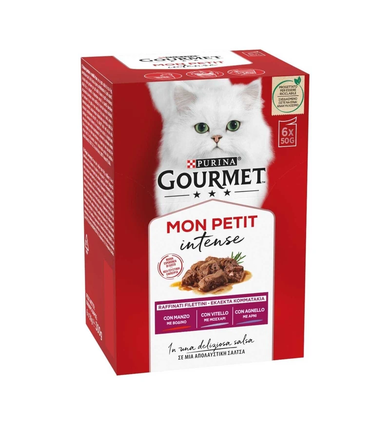 PURINA GOURMET MON PETIT GATTO AL MANZO VITELLO E AGNELLO 6 BUSTE DA 50 GR
