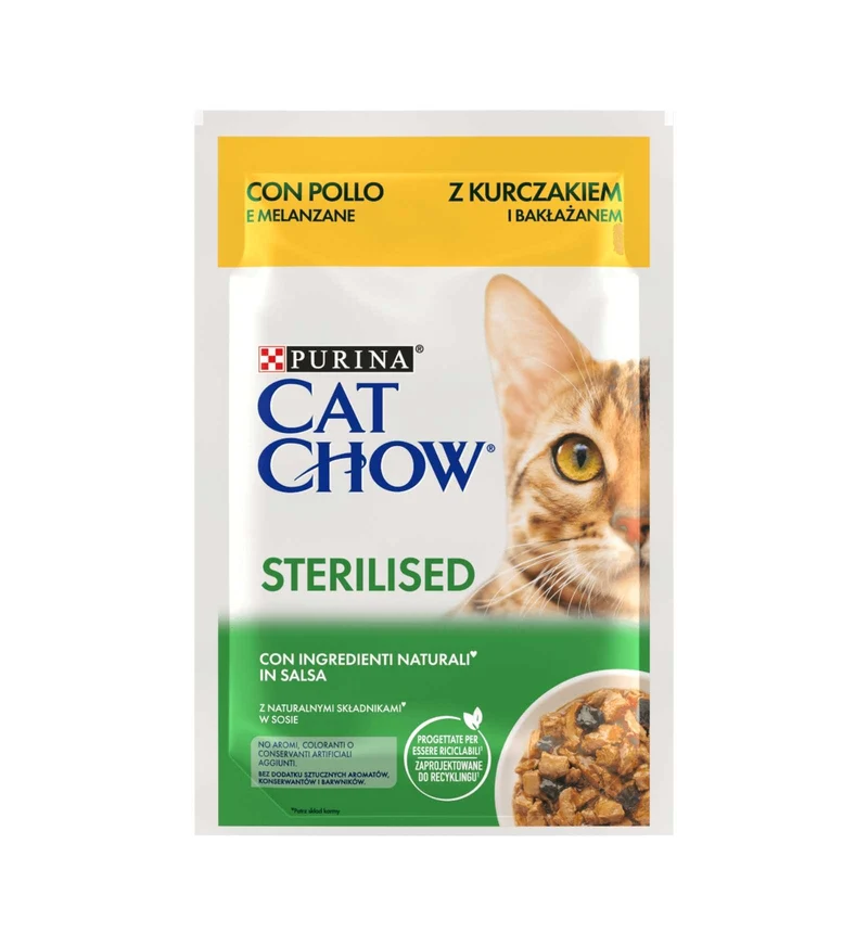 PURINA CHOW CAT GATTO STERILIZZATO AL POLLO E MELANZANE DA 85 GR IN BUSTA