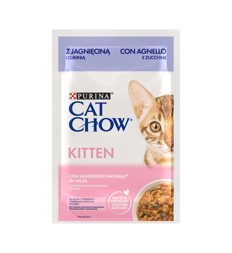 PURINA CHOW CAT GATTO KITTEN CON AGNELLO E ZUCCHINE IN SALSA DA 85 GR IN BUSTA