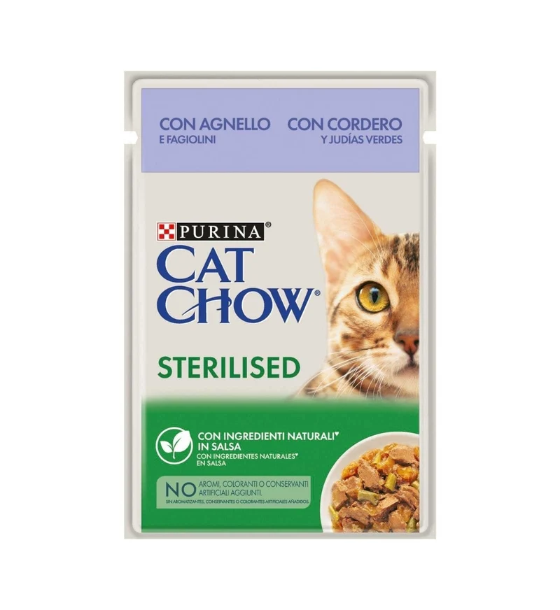 PURINA CHOW CAT GATTO STERILIZZATO ALL' AGNELLO E FAGIOLINI DA 85 GR IN BUSTA
