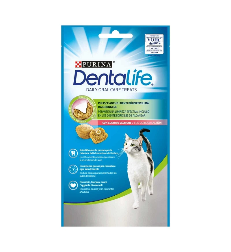 PURINA DENTALIFE SNACK GATTO DAILY ORALCARE TREATS CON GUSTOSO SALMONE DA 40G