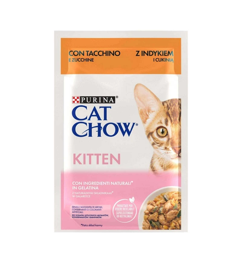 PURINA CHOW CAT GATTO KITTEN AL TACCHINO E ZUCCHINE IN GELATINA DA 85 GR IN BUSTA