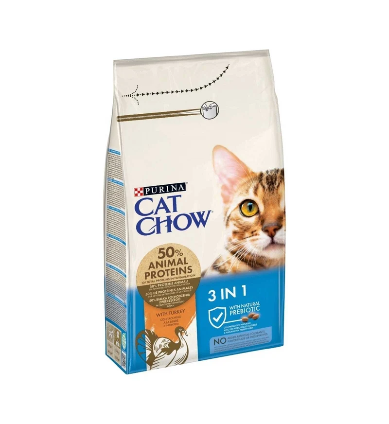 PURINA CHOW CAT GATTO ADULT 3 IN 1 AL TACCHINO DA 1,5 KG