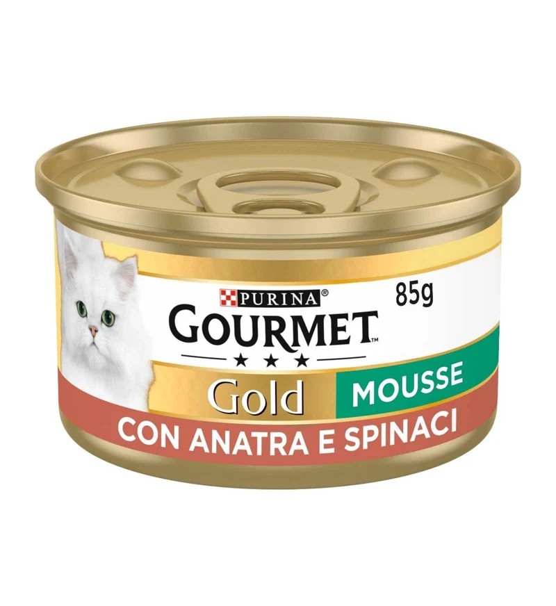 PURINA GOURMET GOLD GATTO MOUSSE ALL' ANATRA E SPINACI DA 85 GR IN LATTINA