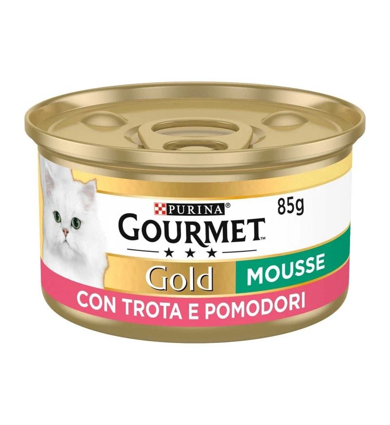 PURINA GOURMET GOLD GATTO MOUSSE ALLA TROTA E POMODORO DA 85 GR IN LATTINA