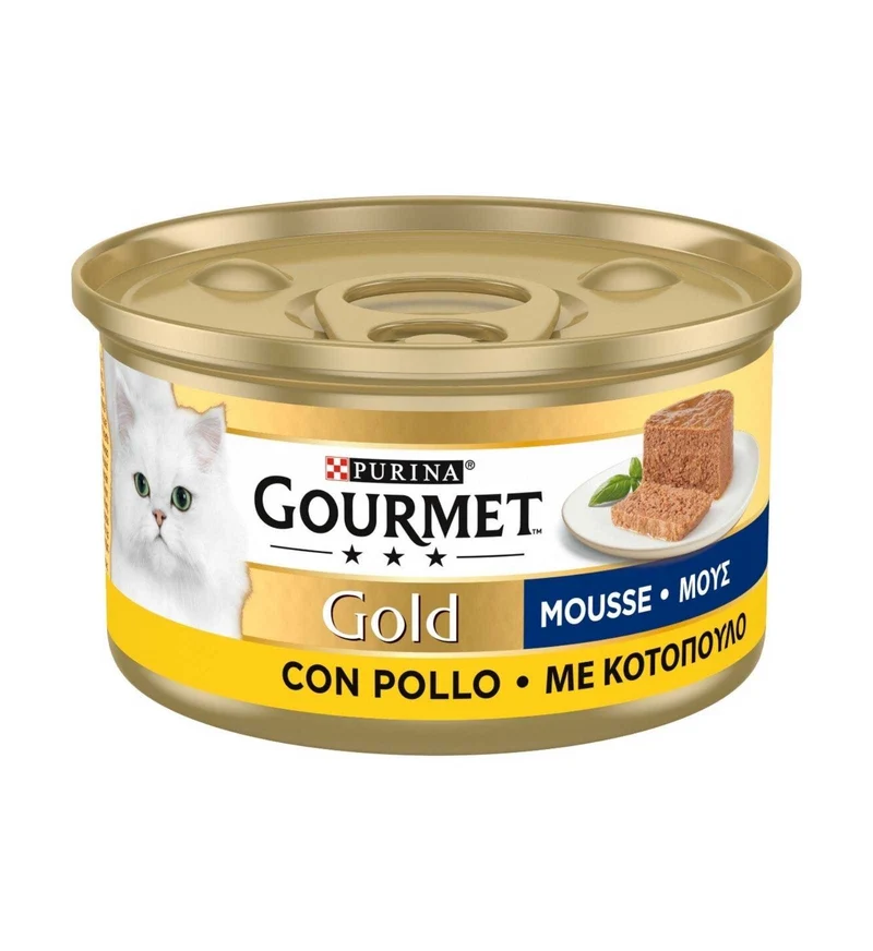 PURINA GOURMET GOLD GATTO MOUSSE CON POLLO DELICATO DA 85 GR IN LATTINA