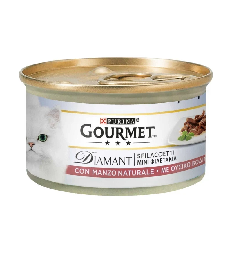 PURINA GOURMET DIAMANT GATTO SFILACCETTI CON MANZO DA 85 GR IN LATTINA