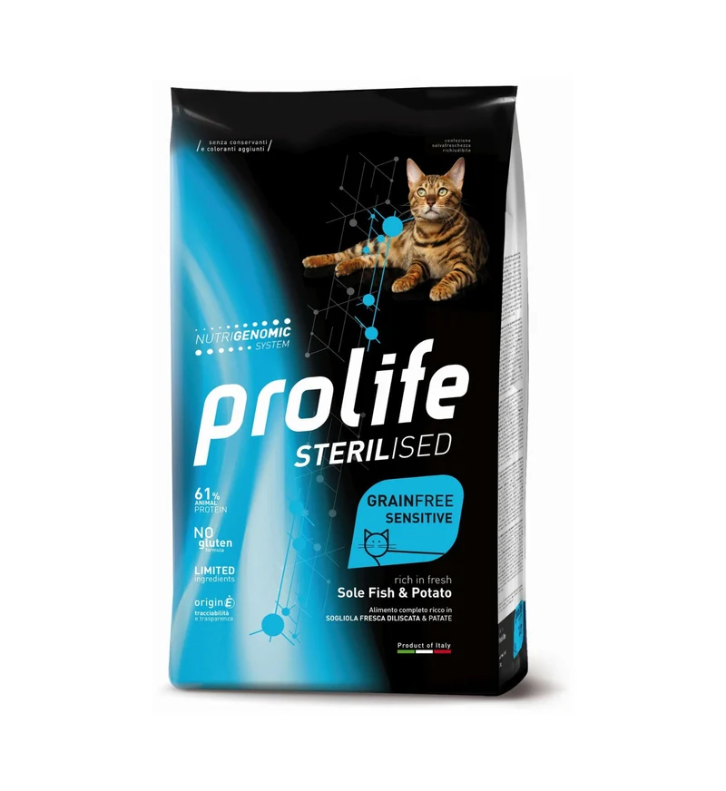 PROLIFE GATTO ADULT SENSITIVE STERILIZZATO SOGLIOLA E PATATE DA 1,5 KG