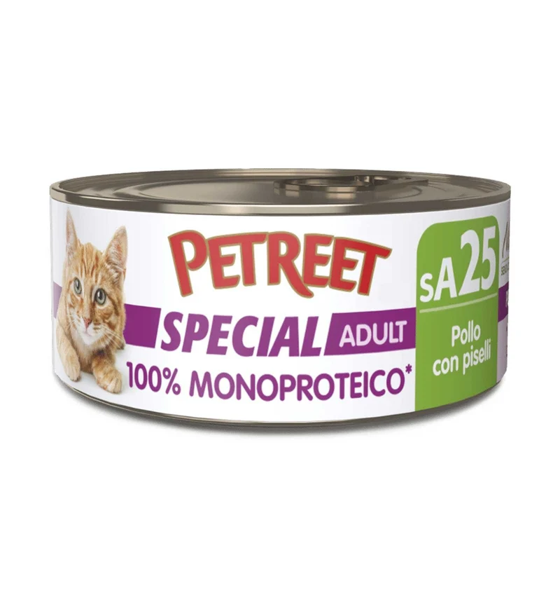 PETREET GATTO SPECIAL ADULT SA25 POLLO E PISELLI DA 60 GR IN LATTINA