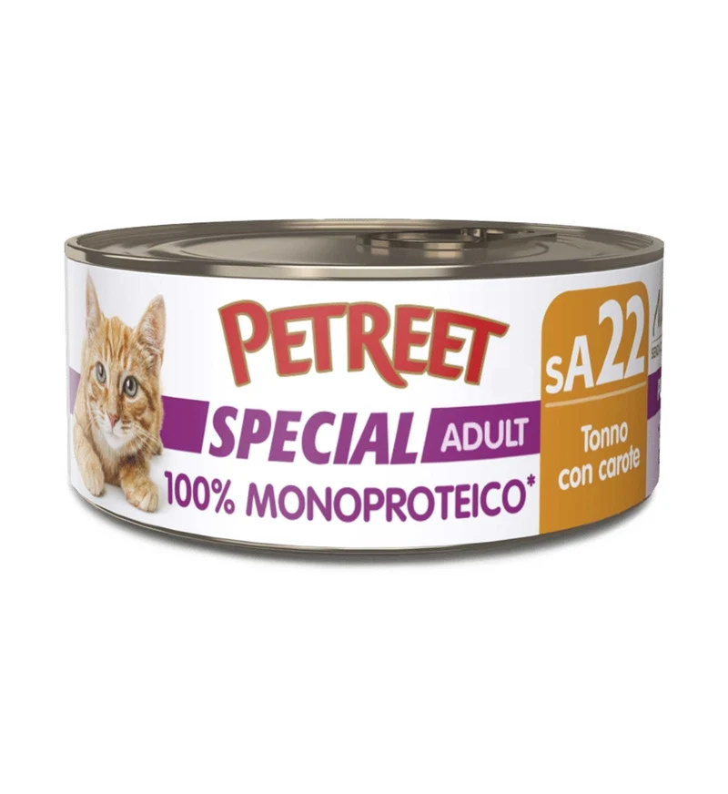 PETREET GATTO SPECIAL ADULT SA22 TONNO E CAROTE DA 60 GR IN LATTINA