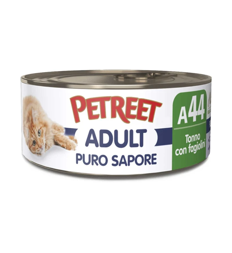 PETREET GATTO PURO SAPORE A44 TONNO E FAGIOLINI DA 70 GR IN LATTINA