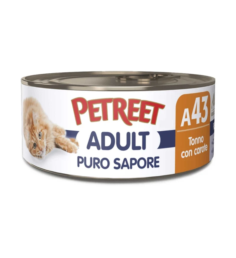 PETREET GATTO PURO SAPORE A43 TONNO E CAROTE DA 70 GR IN LATTINA