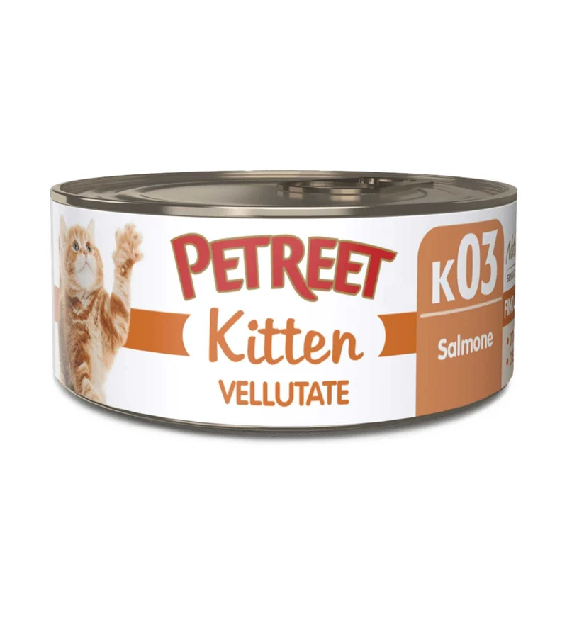 PETREET GATTO KITTEN K03 VELLUTATE SALMONE DA 70 GR IN LATTINA